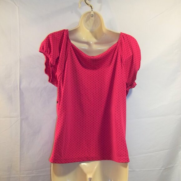 Giorgio Fiorlini Collection Womens Top Blouse Size Large V-Neck Dots Ties Pink - Picture 2 of 5